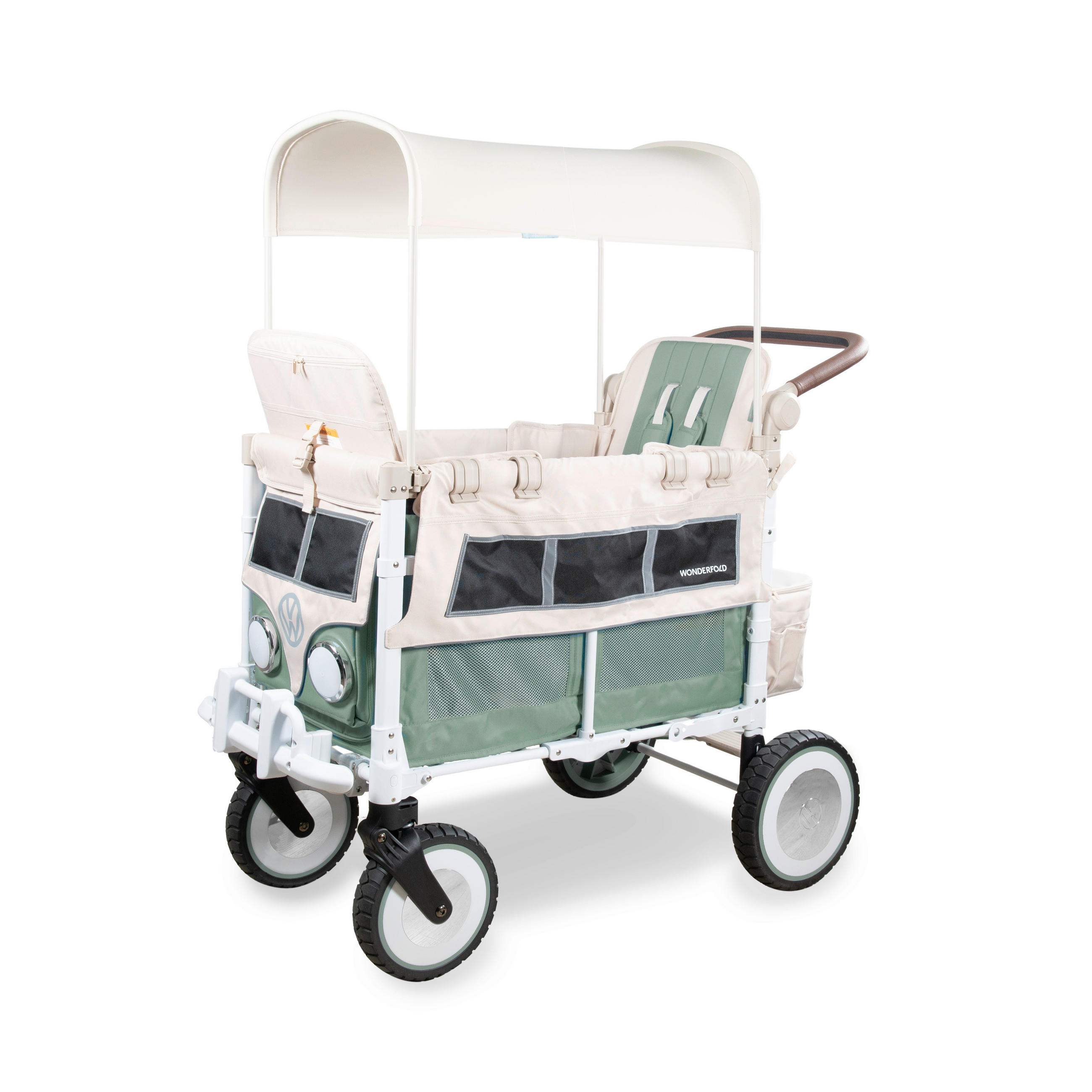Wonderfold Bollerwagen VW2 Volkswagen Stroller Wagon Beige, Salbeigrün 128.27x137.16x63.5 cm