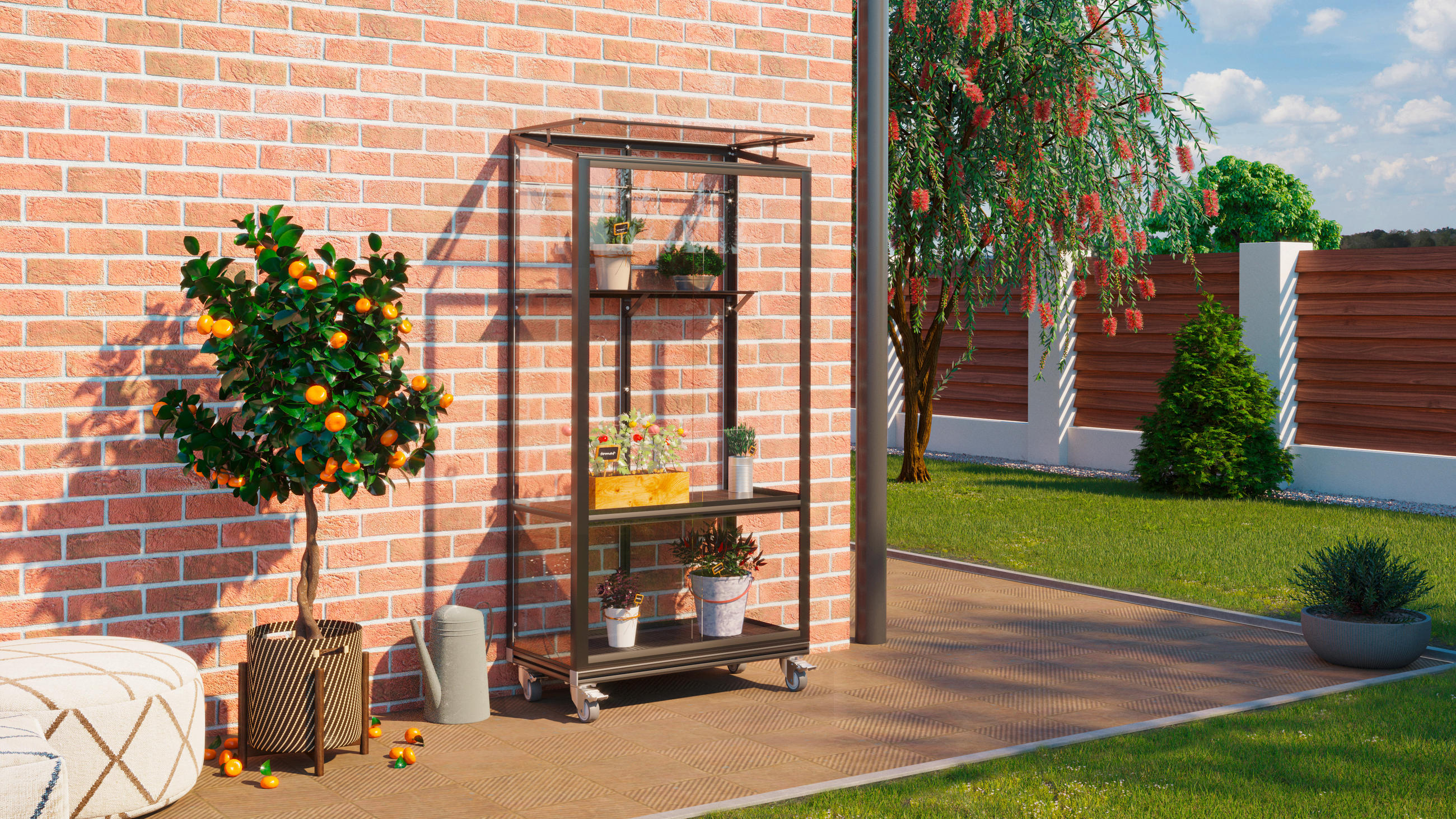 Balkon-gewächshaus Polis 350 Schwarz Metall/glas H: 165,5cm