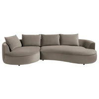 BIGSOFA Samt Graubraun  - Graubraun/Schwarz, Design, Kunststoff/Textil (154/82/322cm) - home24