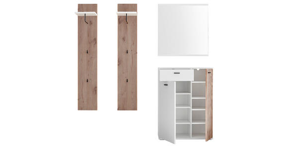 GARDEROBE 4-teilig in 155/198/37 cm - Eichefarben/Weiß, Design, Holzwerkstoff (155/198/37cm) - Voleo