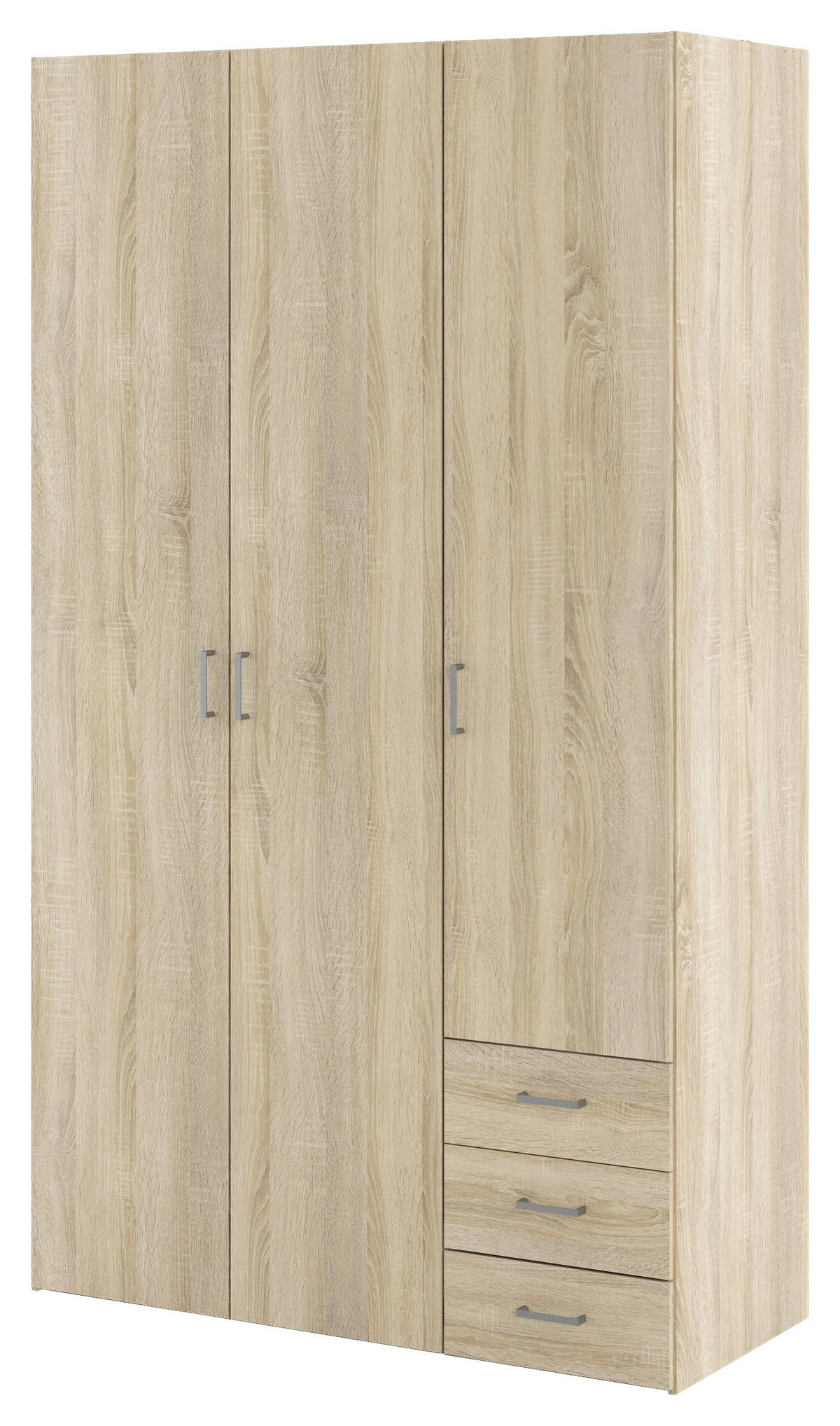 OMARA ZA OBLAČILA, barve hrasta  - srebrne barve/barve hrasta, Basics, kovina/leseni material (115,8/200,4/49,5cm) - MID.YOU