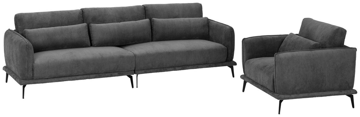 SESSEL Cord Grau    - Schwarz/Grau, Design, Textil/Metall (105/81/89cm) - Livetastic