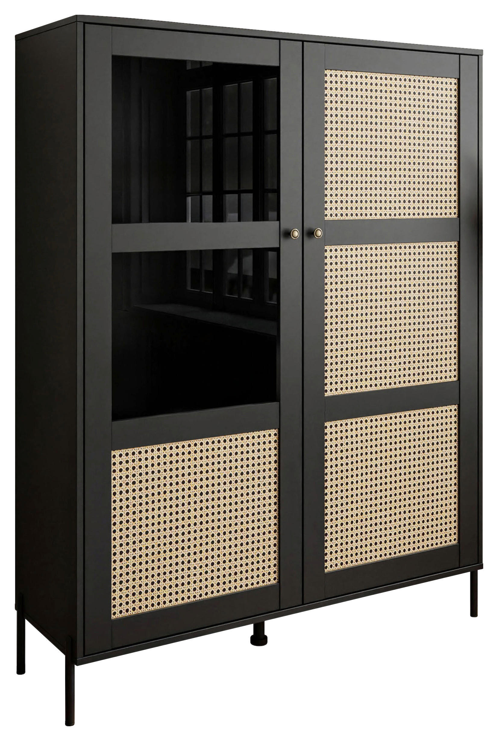 HIGHBOARD  in 120/162/40 cm  - Eichefarben/Goldfarben, Design, Glas/Holzwerkstoff (120/162/40cm) - MID.YOU
