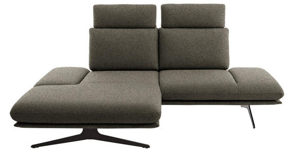 ECKSOFA  in Flachgewebe Braun Rücken echt, Armteilverstellung, Drehsitzfunktion  155/234 cm  - Schwarz/Braun, Design, Textil/Metall (155/234cm) - Dieter Knoll