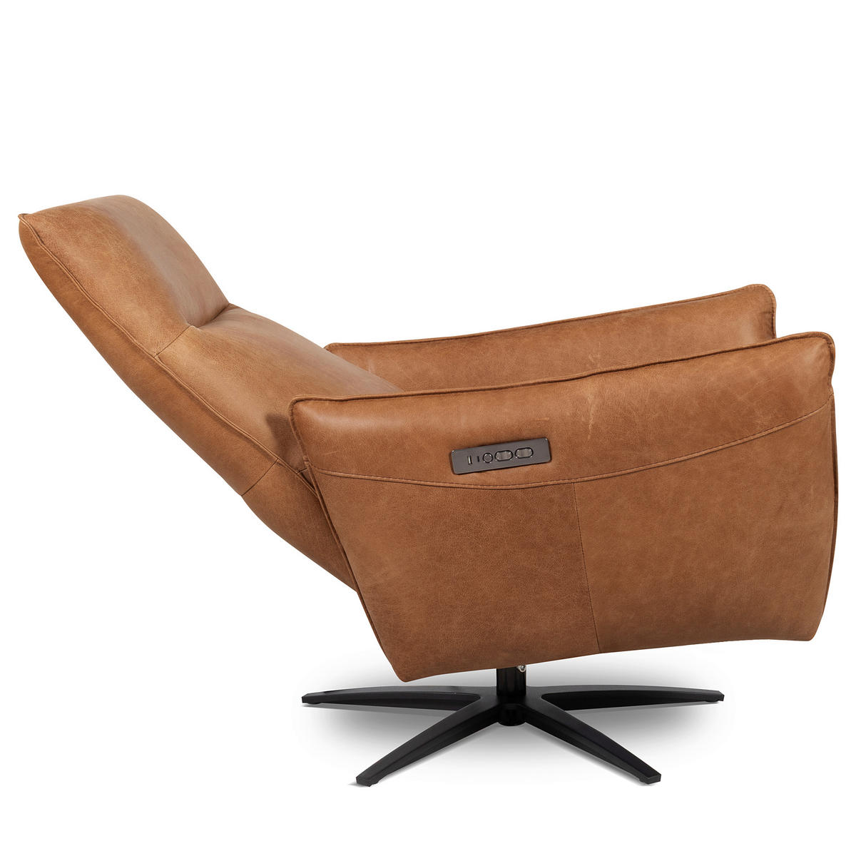 RELAXSESSEL Leder Cognac  - Cognac/Schwarz, Design, Leder/Metall (77/107/88cm) - Livetastic