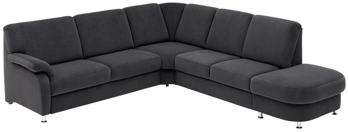 ECKSOFA in Flachgewebe Anthrazit  - Anthrazit/Alufarben, Konventionell, Textil/Metall (269/289cm) - Beldomo System