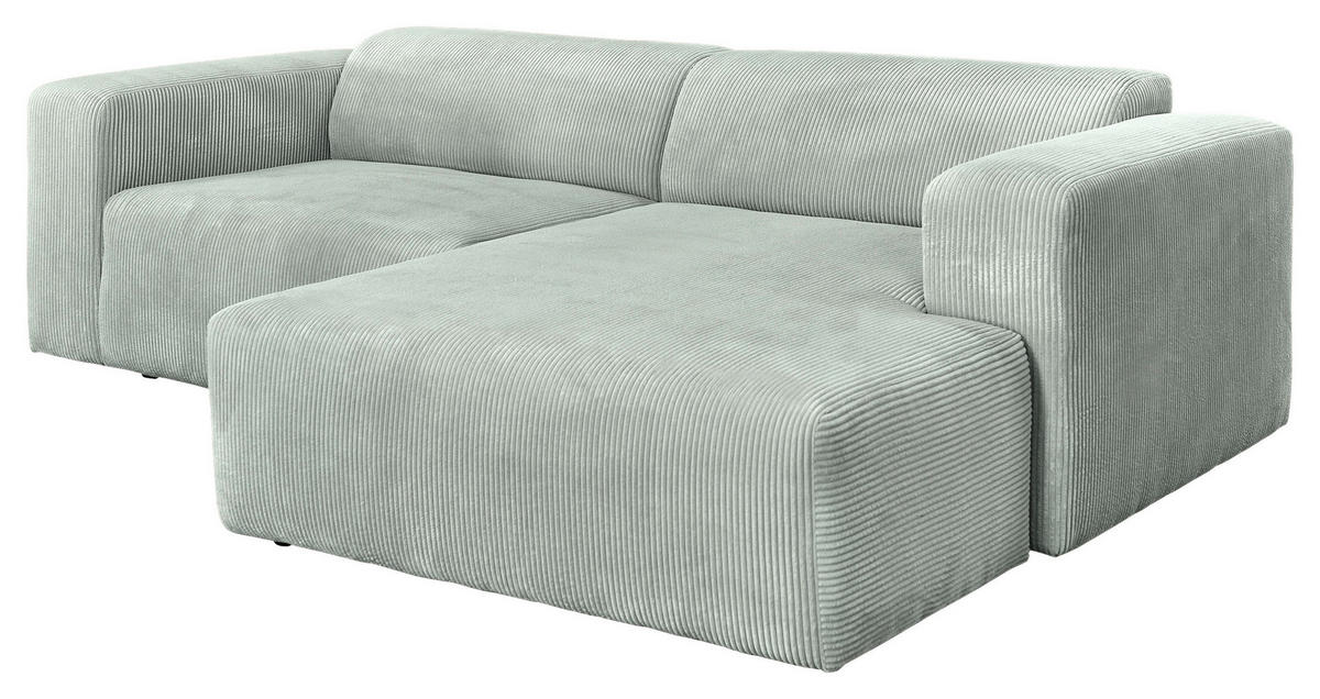 ECKSOFA BASMA in Cord Grau  298/175 cm  - Schwarz/Grau, Design, Kunststoff/Textil (298/175cm) - P & B
