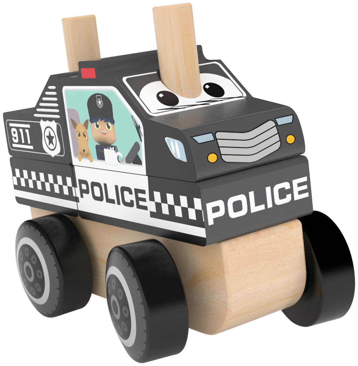 POLICEJNÍ VŮZ - vícebarevná, Basics, kov/dřevo (12/6/10cm)