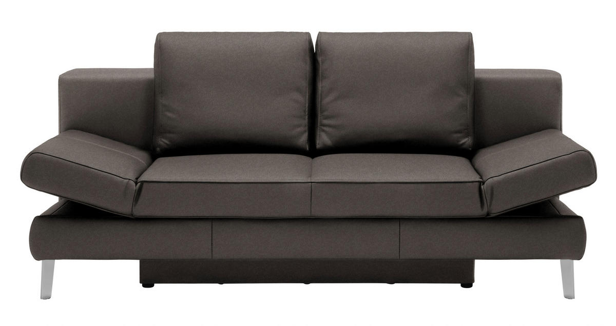 SCHLAFSOFA Echtleder Dunkelbraun  - Chromfarben/Dunkelbraun, Design, Leder/Metall (200/85/90cm) - Novel