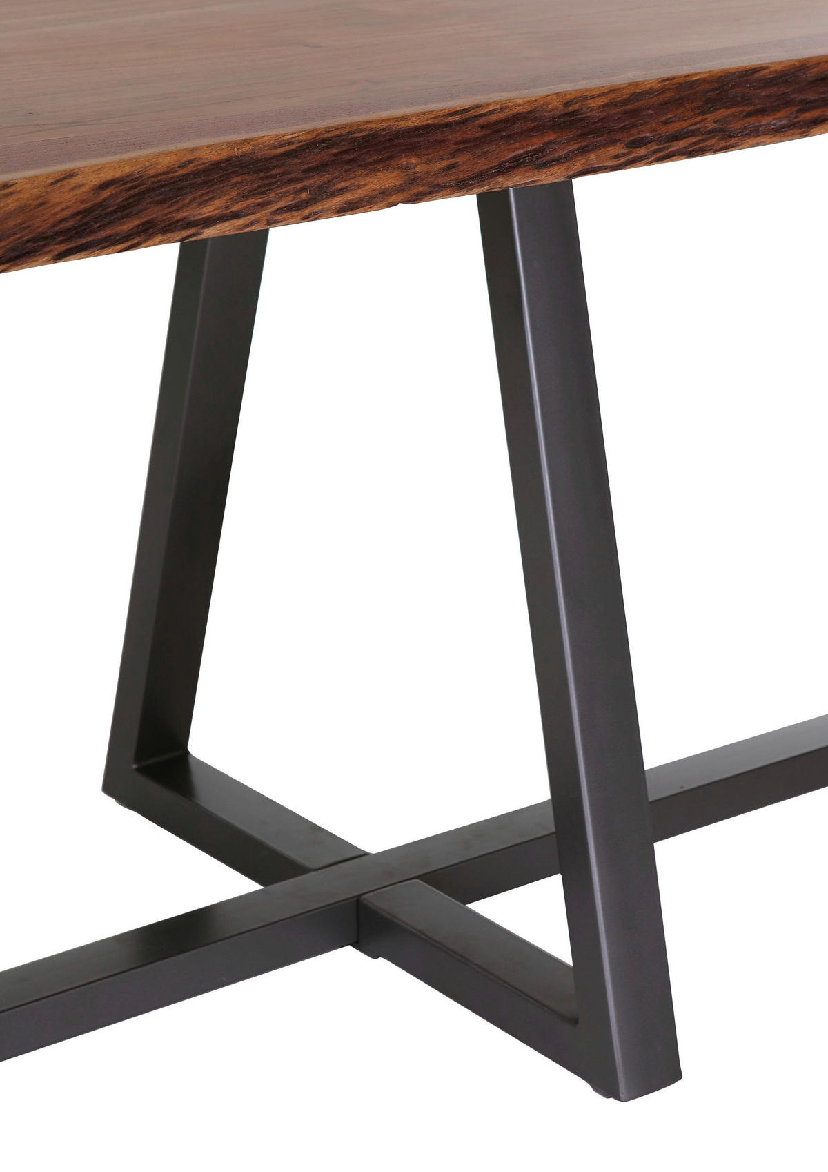 ESSTISCH Akazie massiv rechteckig Naturfarben, Schwarz  - Anthrazit/Schwarz, Natur, Holz/Metall (200/100/76cm) - Lomoco