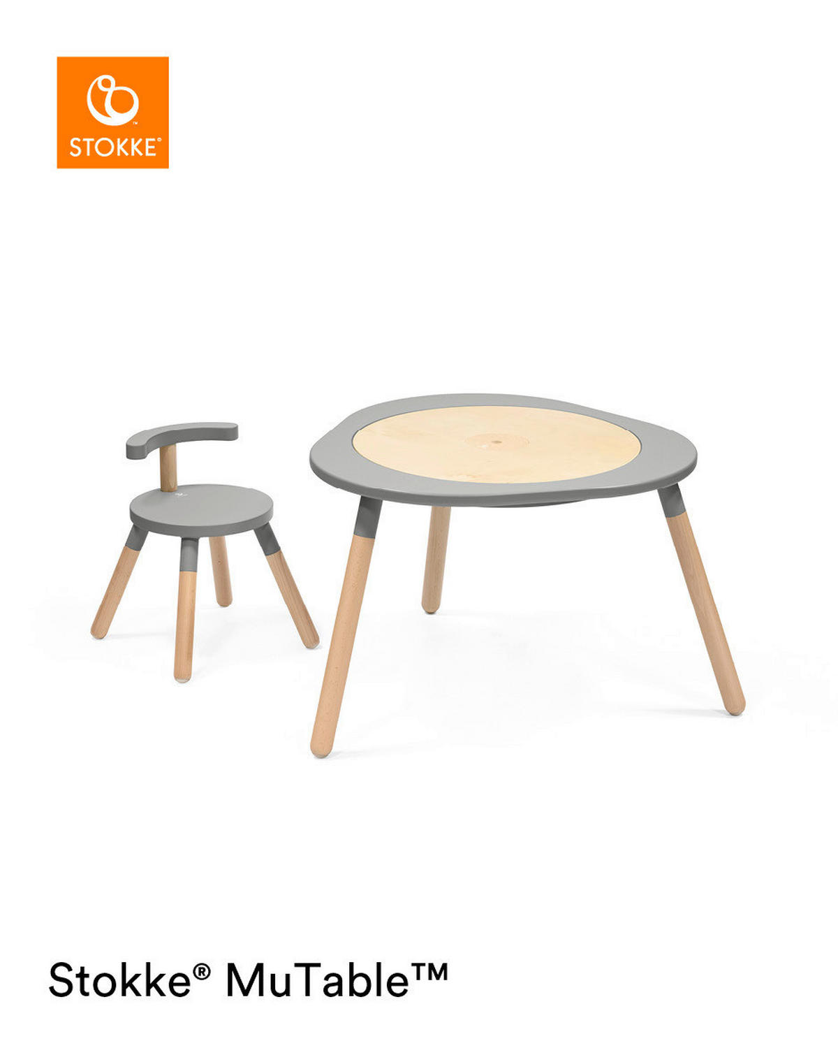 KINDERSPIELTISCH - Naturfarben/Grau, Basics, Holz (82/49/87cm) - Stokke