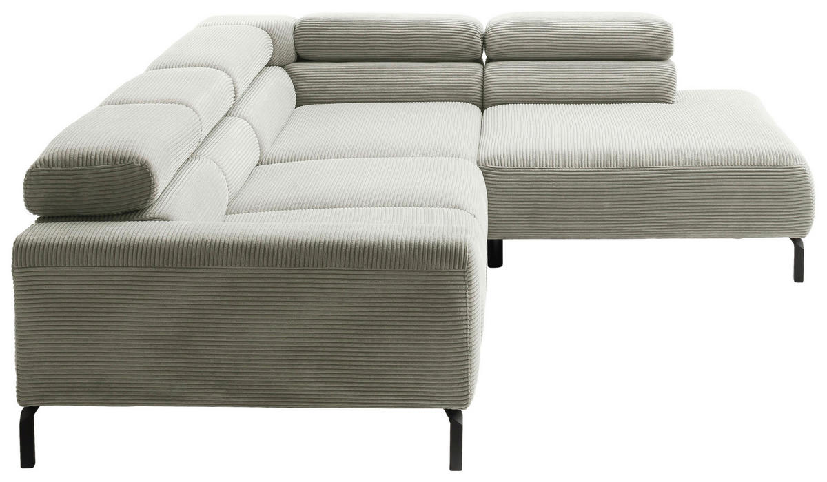 ECKSOFA inkl. Funktion in Cord Graubraun  - Graubraun/Schwarz, Modern, Textil/Metall (309/219cm) - Pure Home Lifestyle