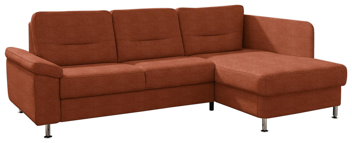 ECKSOFA  in Flachgewebe Terracotta  244/160 cm  - Terracotta/Alufarben, KONVENTIONELL, Textil/Metall (244/160cm) - Beldomo Comfort