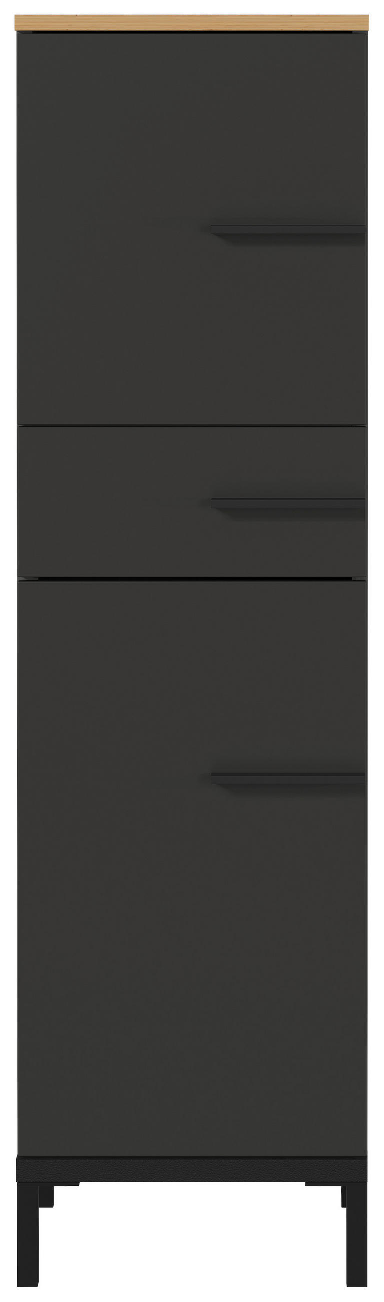 UNTERSCHRANK  - Eichefarben/Schwarz, MODERN, Holzwerkstoff/Metall (34/123/34cm) - Germania