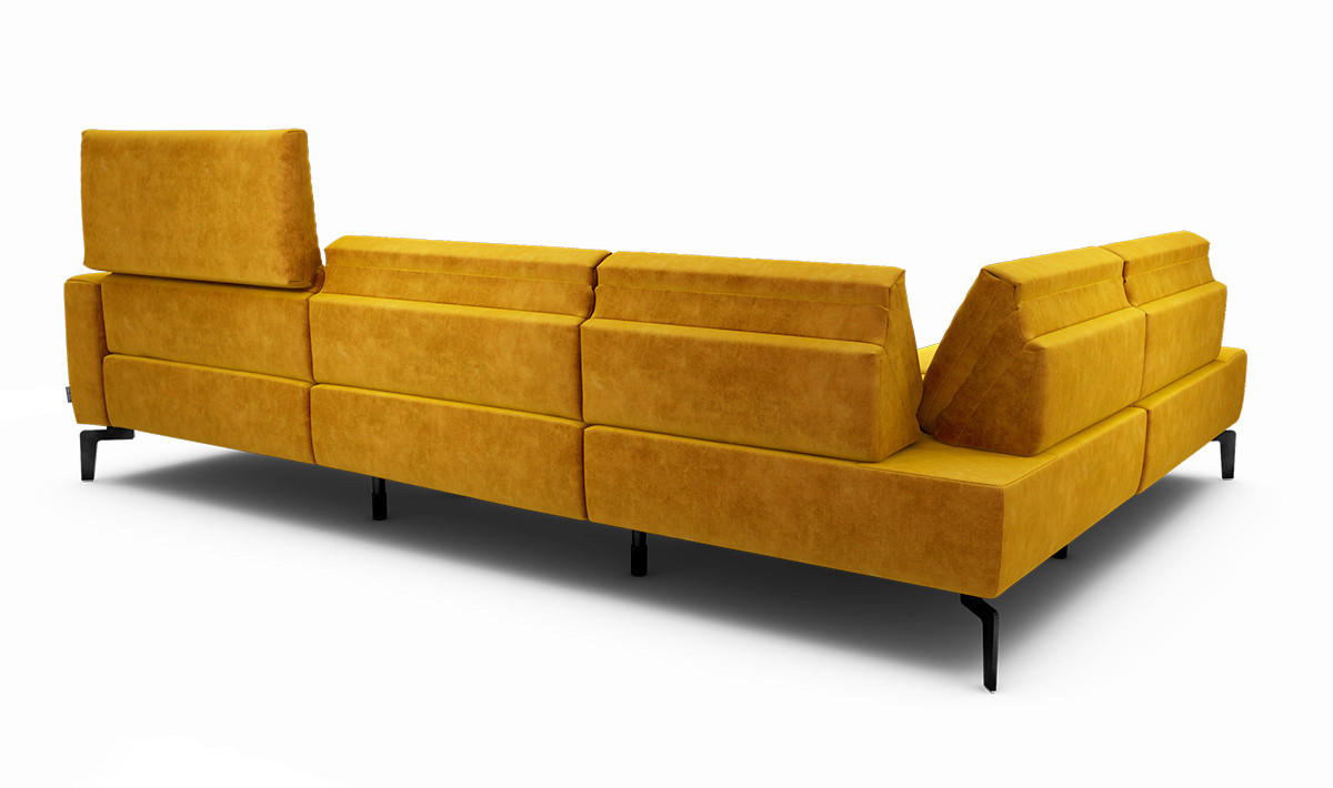 ECKSOFA Cosy Gelb Samt  - Gelb/Schwarz, Design, Textil/Metall (213/296cm) - SENSOO
