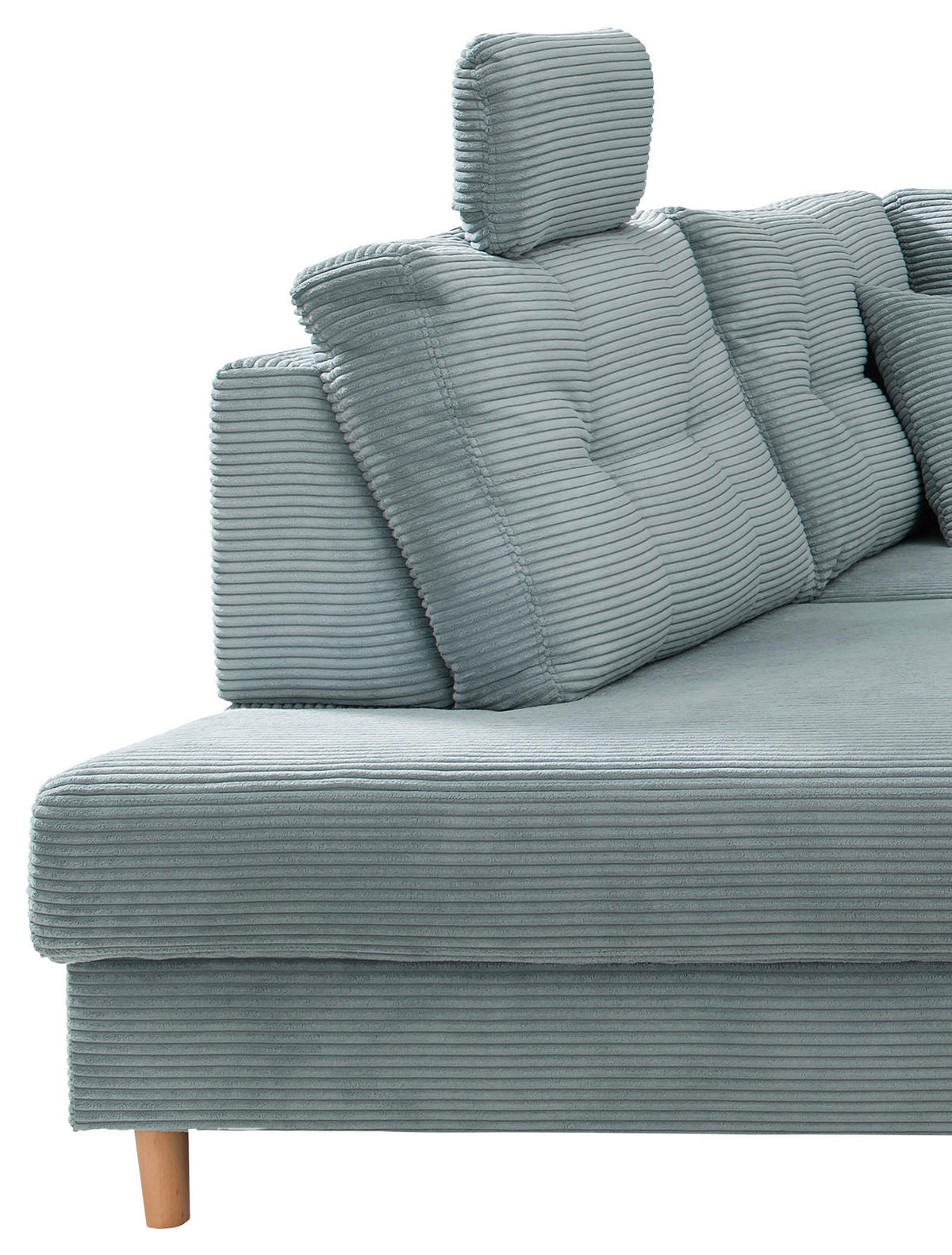 WOHNLANDSCHAFT in Cord Hellblau  - Naturfarben/Hellblau, Modern, Holz/Textil (206/338-352/176cm) - Livetastic
