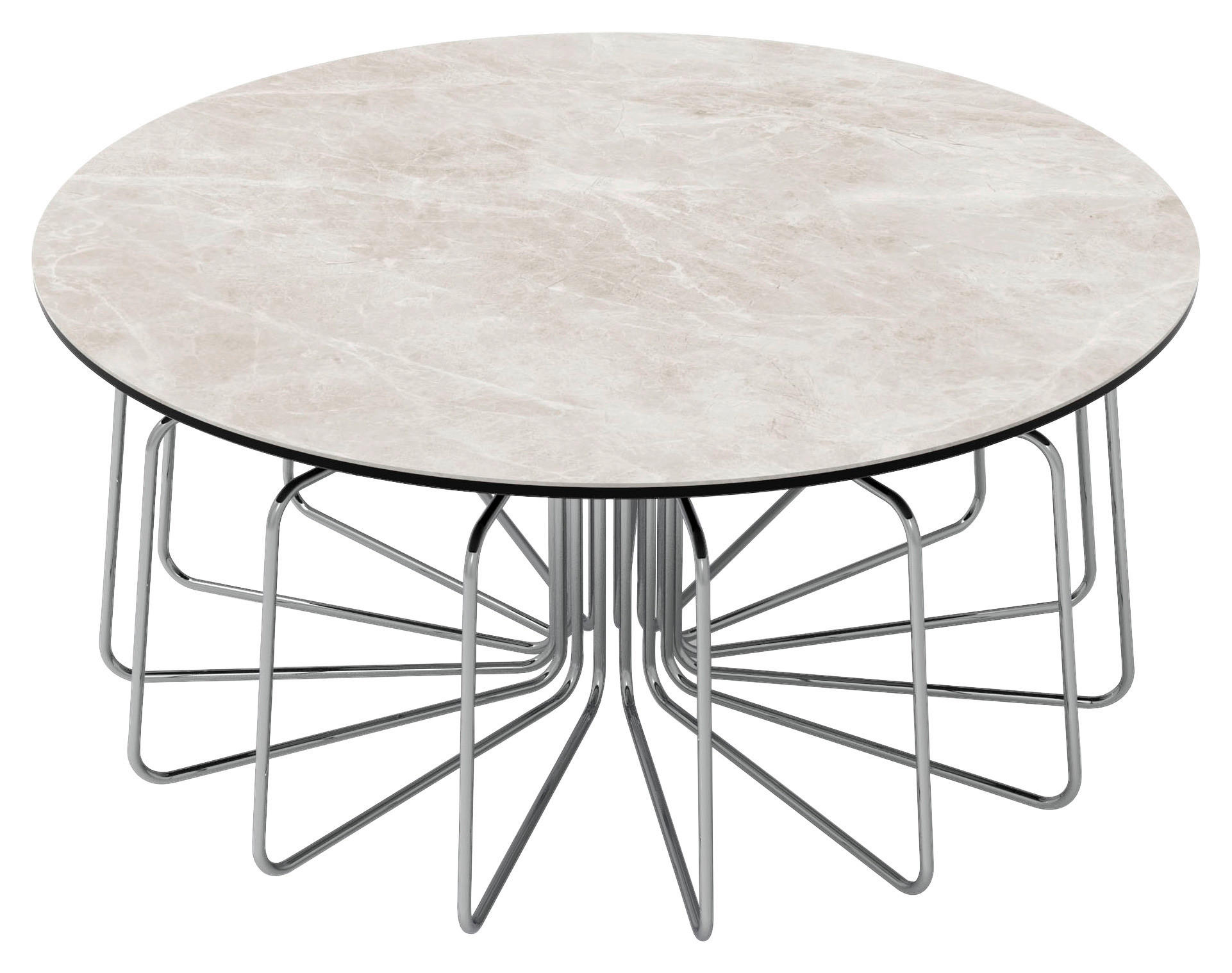 COUCHTISCH in Metall, Keramik 90/90/40 cm  - Chromfarben/Creme, MODERN, Keramik/Metall (90/90/40cm) - Naos