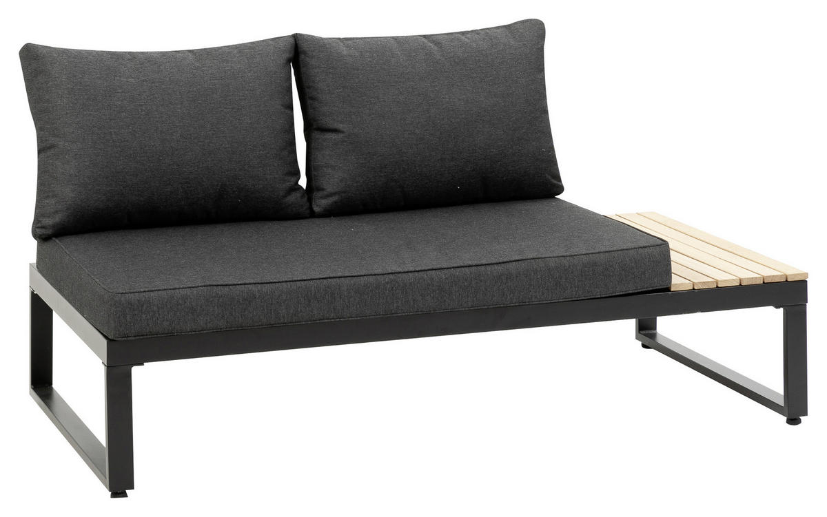 LOUNGEGARNITUR Akazie massiv, Hartholz Aluminium  - Anthrazit/Braun, MODERN, Holz/Textil (178/68/228,5cm) - Gardenson