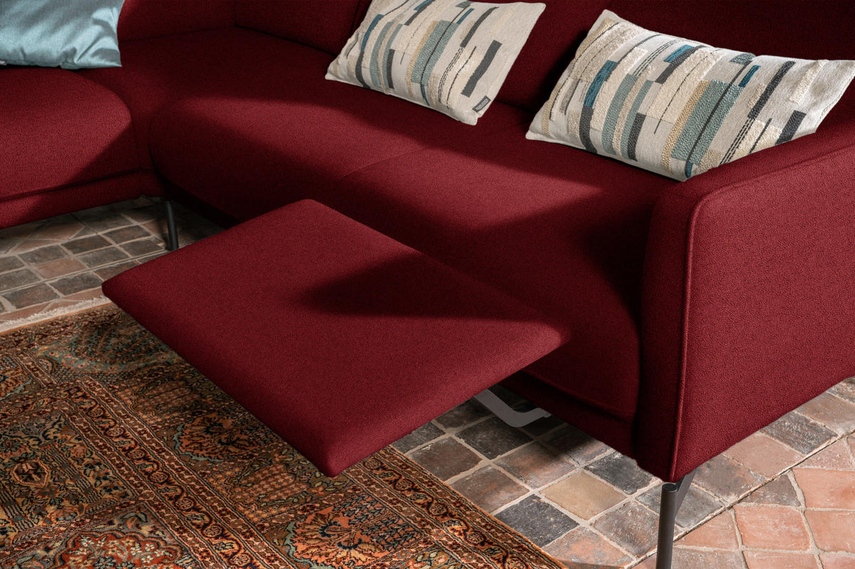 ECKSOFA in Flachgewebe, Struktur Rot  230/254 cm  - Anthrazit/Rot, Design, Textil/Metall (230/254cm) - Johann Jakob