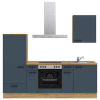 KÜCHENLEERBLOCK 240 cm   in Blau, Eichefarben  - Blau/Eichefarben, MODERN, Holzwerkstoff/Metall (240cm) - Nobilia