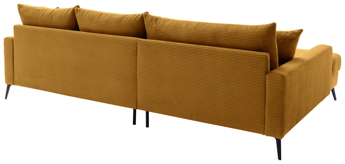 ECKSOFA Currygelb Cord  - Currygelb/Schwarz, KONVENTIONELL, Textil/Metall (173/280cm) - Hom`in