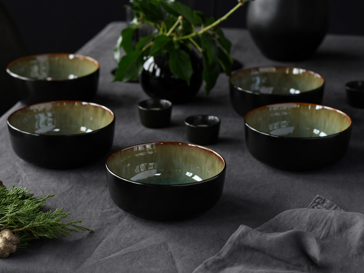 SET MED FRUKOSTSKÅLAR  - grön, Basics, keramik (31/17,5/18,5cm) - Creatable