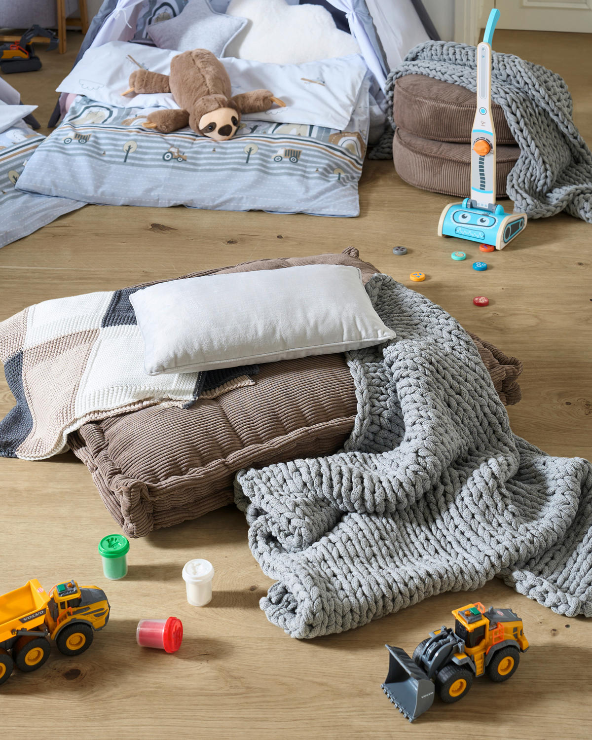 SPIELZELT - Hellgrau/Weiß, Basics, Holz/Textil (120/150/120cm) - My Baby Lou