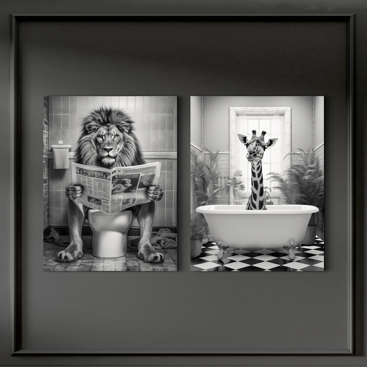 BILDERSET - Hellgrau/Schwarz, Basics, Holz/Textil (2x32/42cm)