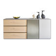 SIDEBOARD 210/90/45 cm  - Eiche Bianco/Beige, Design, Glas/Holz (210/90/45cm) - Ambiente