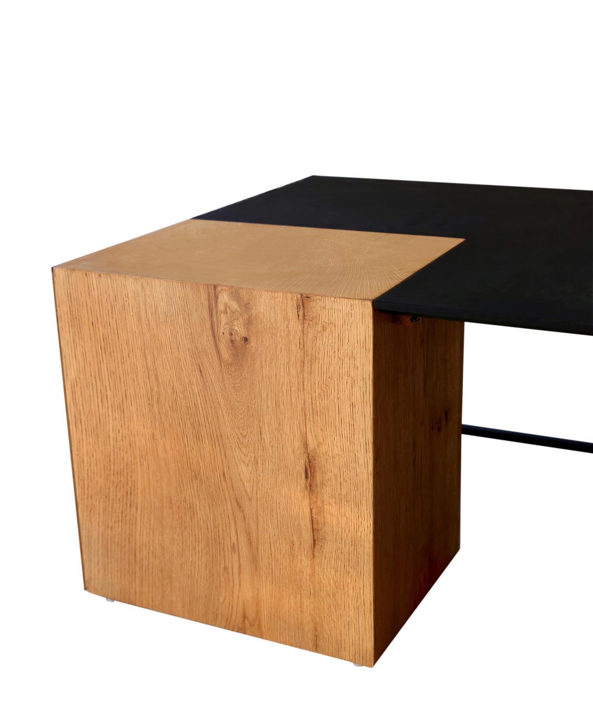 COUCHTISCH Eiche furniert rechteckig Naturfarben, Schwarz  - Schwarz/Naturfarben, Design, Holz/Holzwerkstoff (120/44/70cm) - MID.YOU