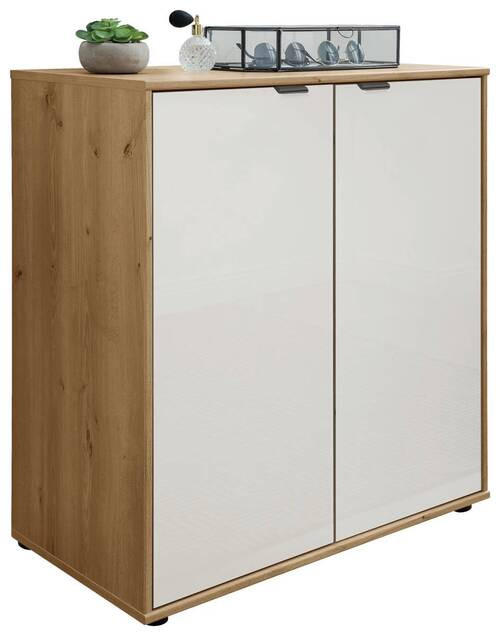 KOMMODE 80/70/43 cm  in Weiß, Eiche Bianco  - Schieferfarben/Eiche Bianco, KONVENTIONELL, Glas/Holzwerkstoff (80/70/43cm) - Dieter Knoll