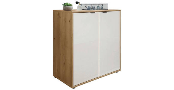 KOMMODE 80/70/43 cm  - Schieferfarben/Eiche Bianco, KONVENTIONELL, Glas/Holzwerkstoff (80/70/43cm) - Dieter Knoll