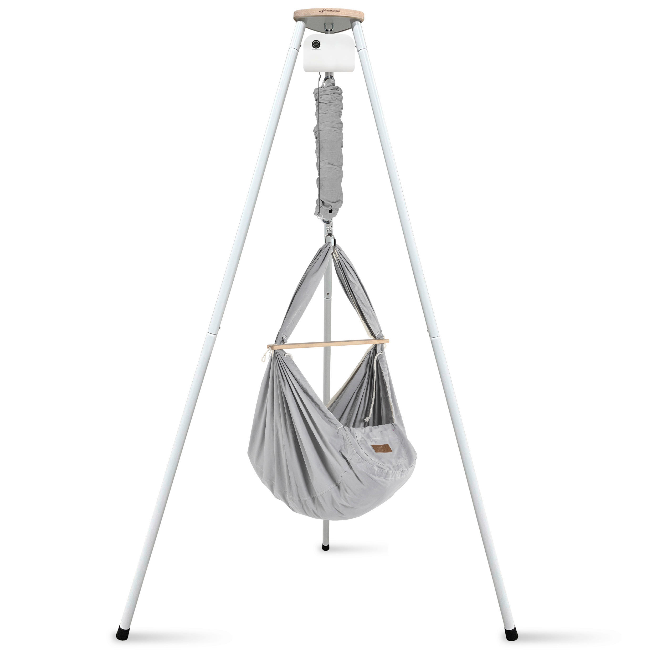 FEDERWIEGE Set inkl. Tipi-Gestell und Motor  Grau, Weiß  - Weiß/Grau, Basics, Kunststoff/Textil (135/194/135cm) - SCHMUSEWOLKE