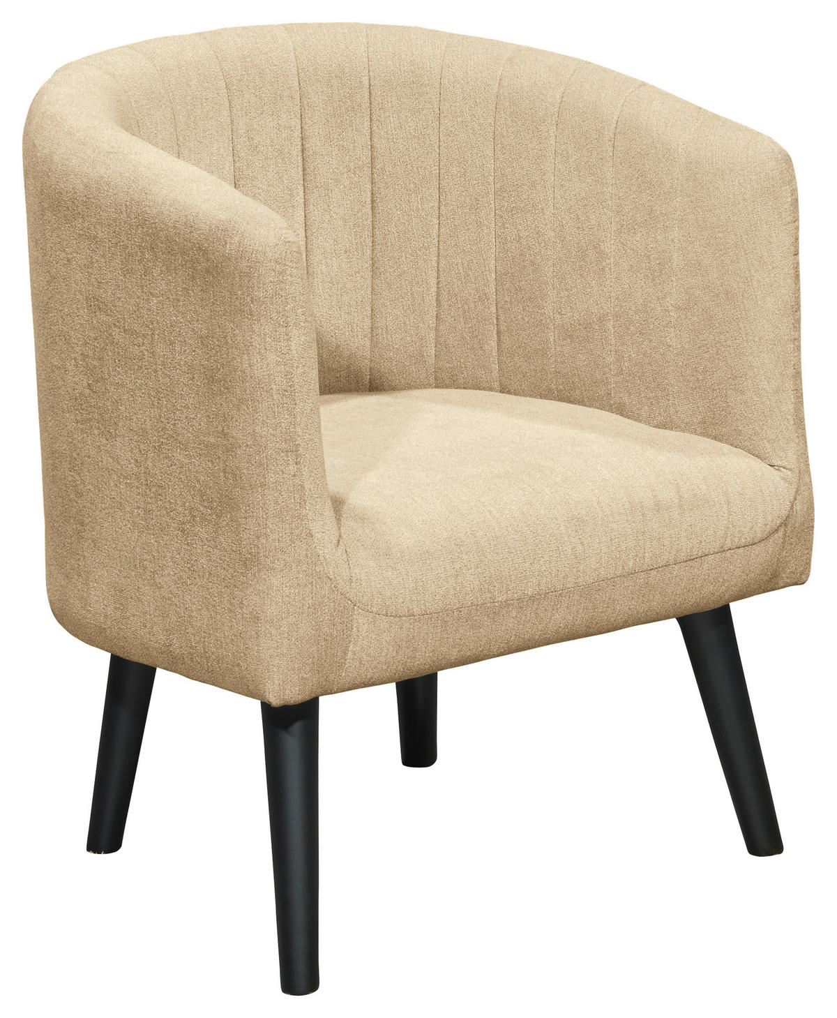 COCKTAILSESSEL Mikrovelours Sandfarben    - Sandfarben/Schwarz, Basics, Holz/Textil (61/82/58cm) - Livetastic