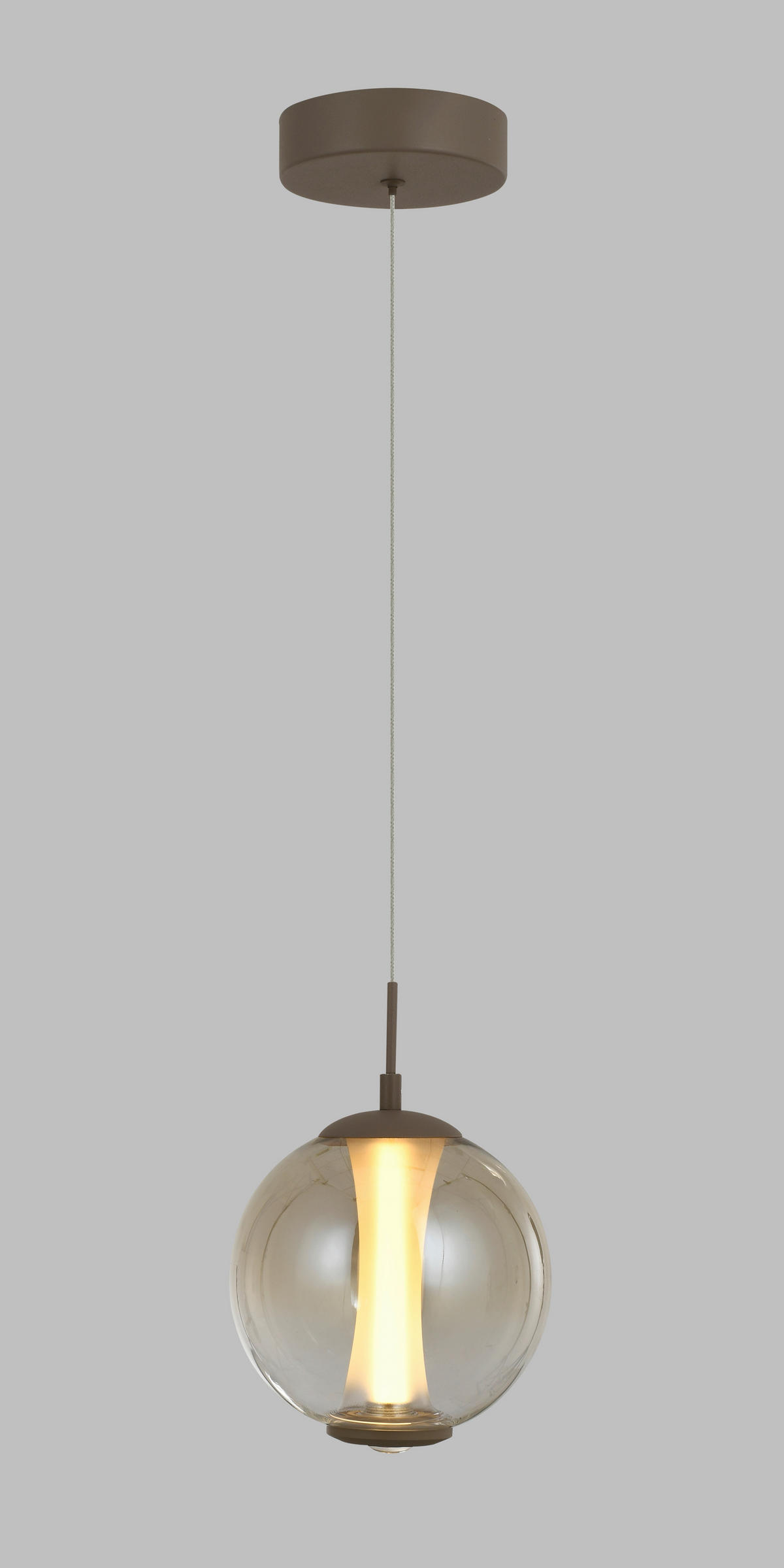 ZÁVĚSNÉ LED SVÍTIDLO, 18/150/18 cm  - pískové barvy, Design, kov/sklo (18/150/18cm)