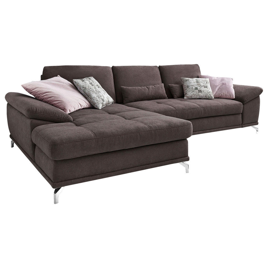 Thumbnail - Sit & More Ecksofa, Dunkelbraun, Textil, 5-Sitzer, Ottomane links, L-Form, 301x176 cm, Goldenes M, Oeko-Tex® Standard 10...