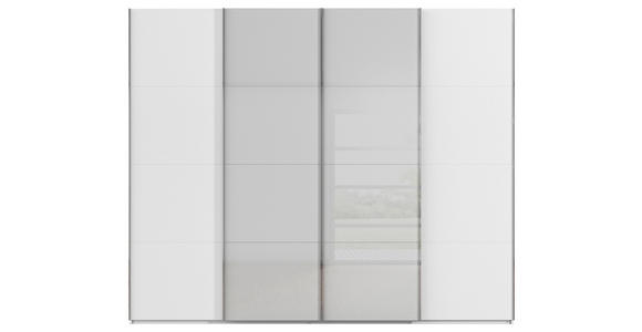 SCHWEBETÜRENSCHRANK 271/223/68 cm 4-türig Grau, Weiß  - Chromfarben/Weiß, KONVENTIONELL, Glas/Holzwerkstoff (271/223/68cm) - Novel