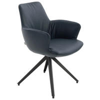 ARMLEHNSTUHL  in Echtleder gewachst  - Blau/Anthrazit, Design, Leder/Metall (60/87/62cm) - Bert Plantagie
