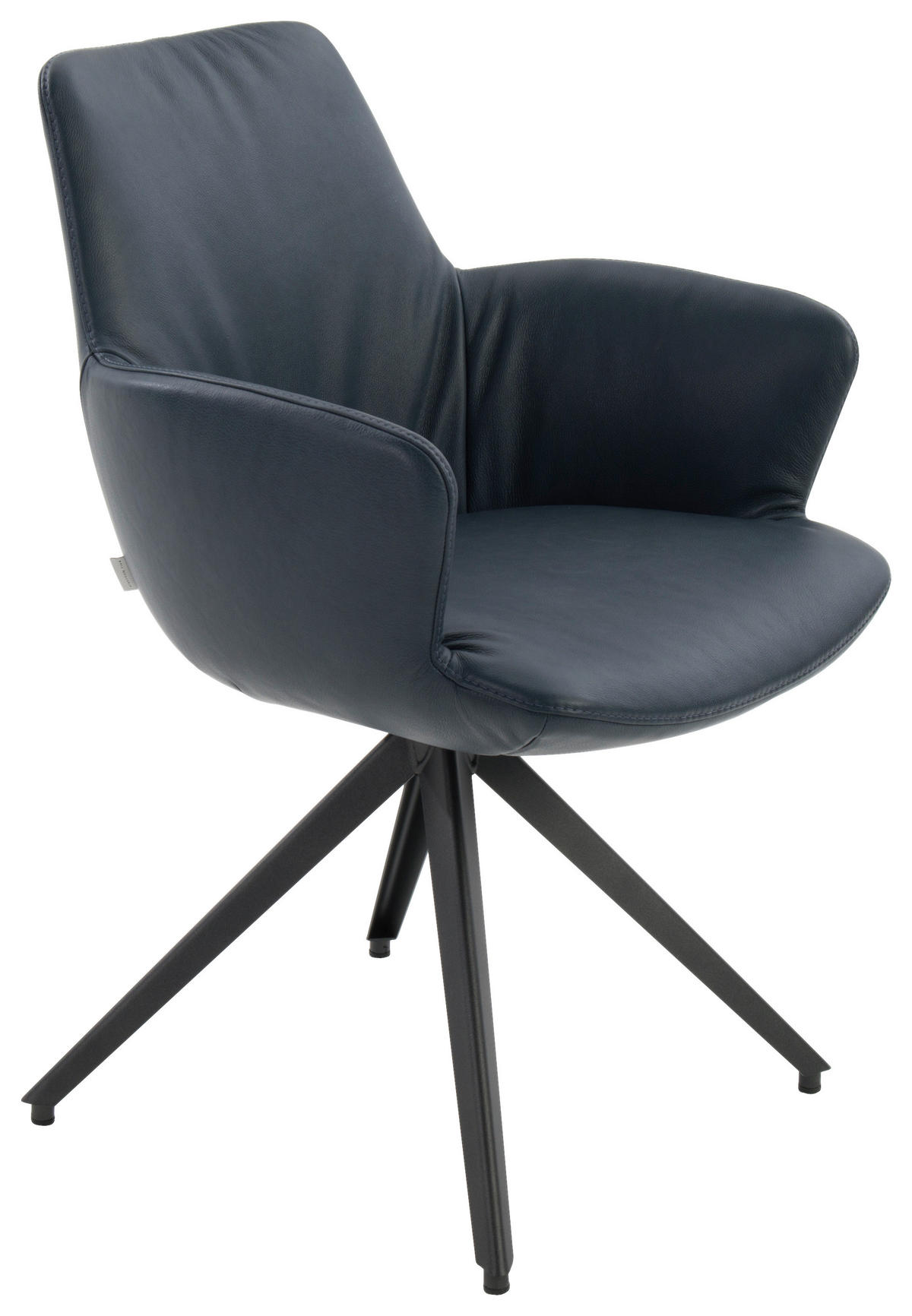 ARMLEHNSTUHL  in Echtleder gewachst  - Blau/Anthrazit, Design, Leder/Metall (60/87/62cm) - Bert Plantagie