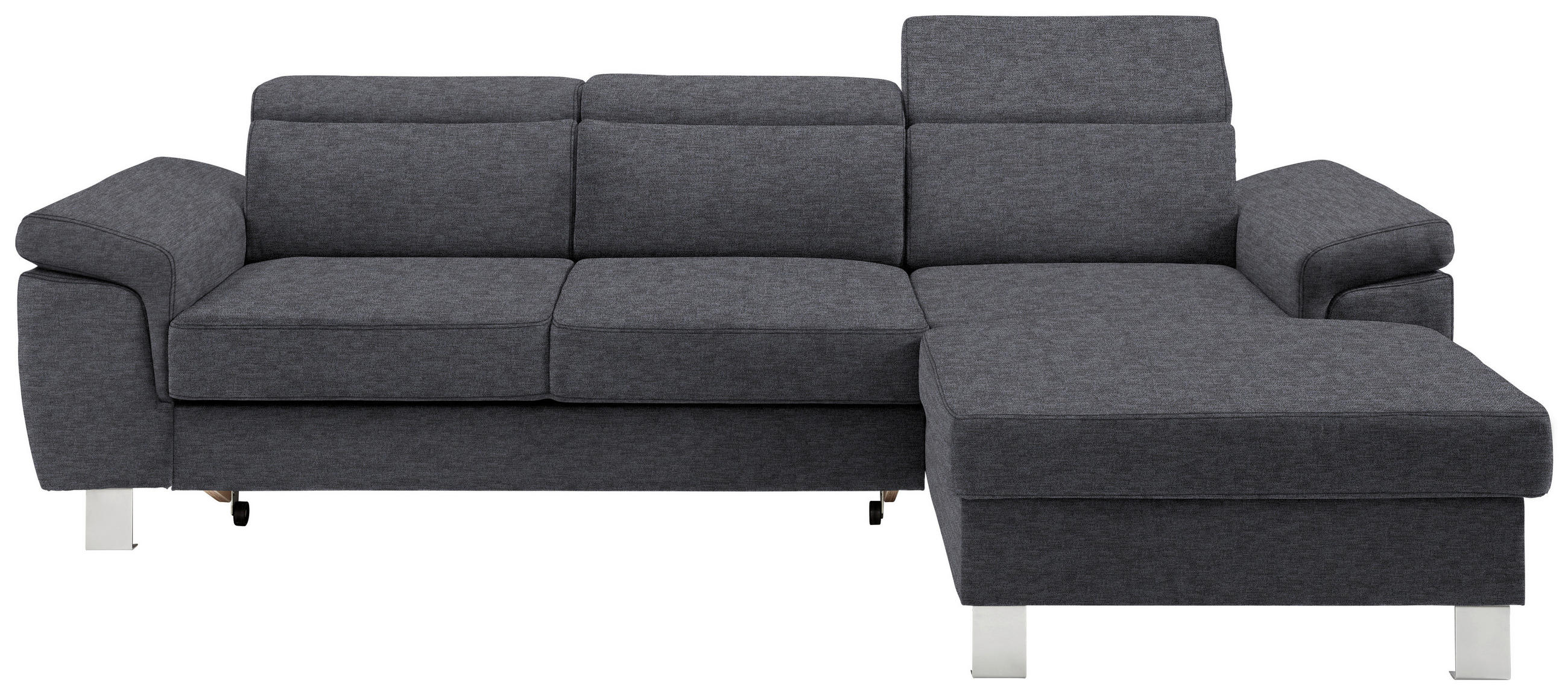 ECKSOFA in Webstoff Grau - Silberfarben/Grau, Design, Textil/Metall (250/167cm) - Xora