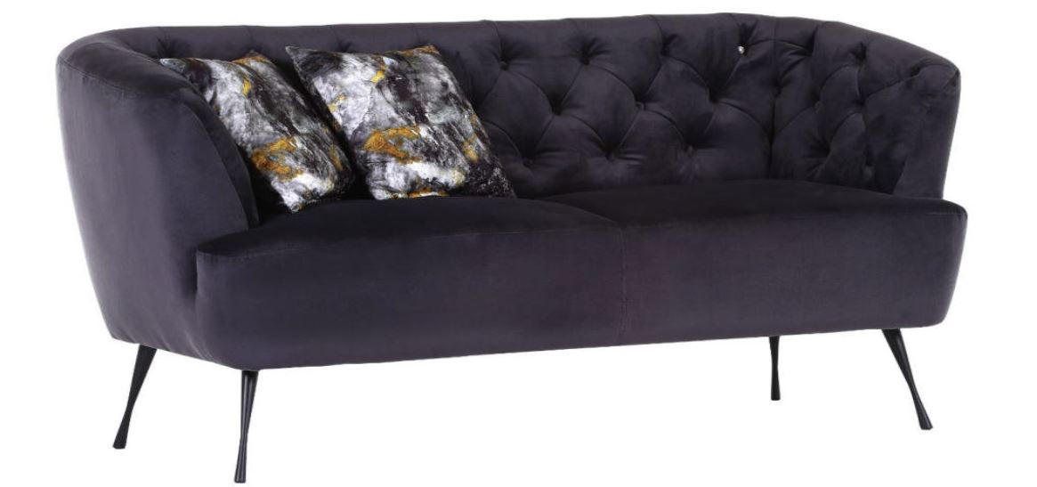 STOPPAD BÄNK i textil svart  - svart, Romantik / Lanthus, metall/textil (170/86/77cm) - Landscape