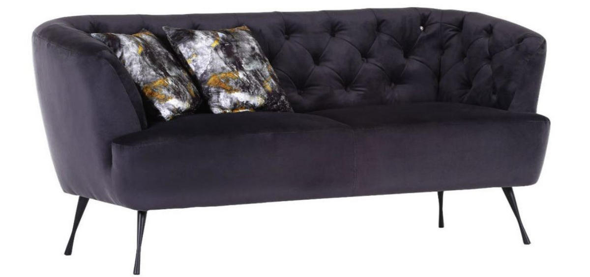 STOPPAD BÄNK i textil svart  - svart, Romantik / Lanthus, metall/textil (170/86/77cm) - Landscape