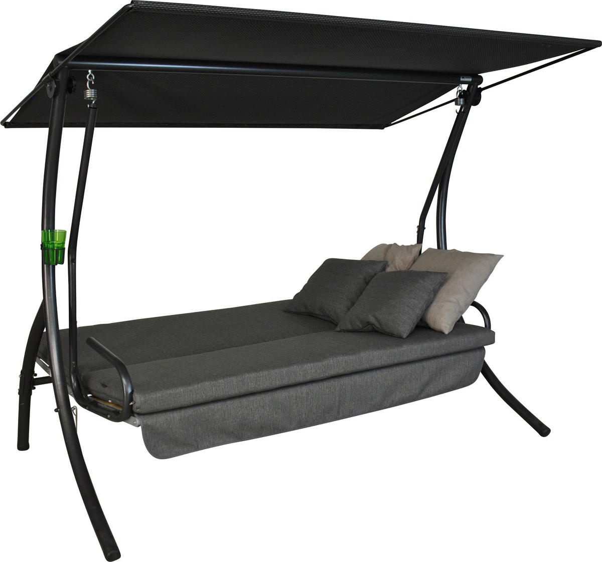 HOLLYWOODSCHAUKEL 210/160/145 cm  - Dunkelgrau/Anthrazit, Basics, Kunststoff/Textil (210/160/145cm) - Boxxx