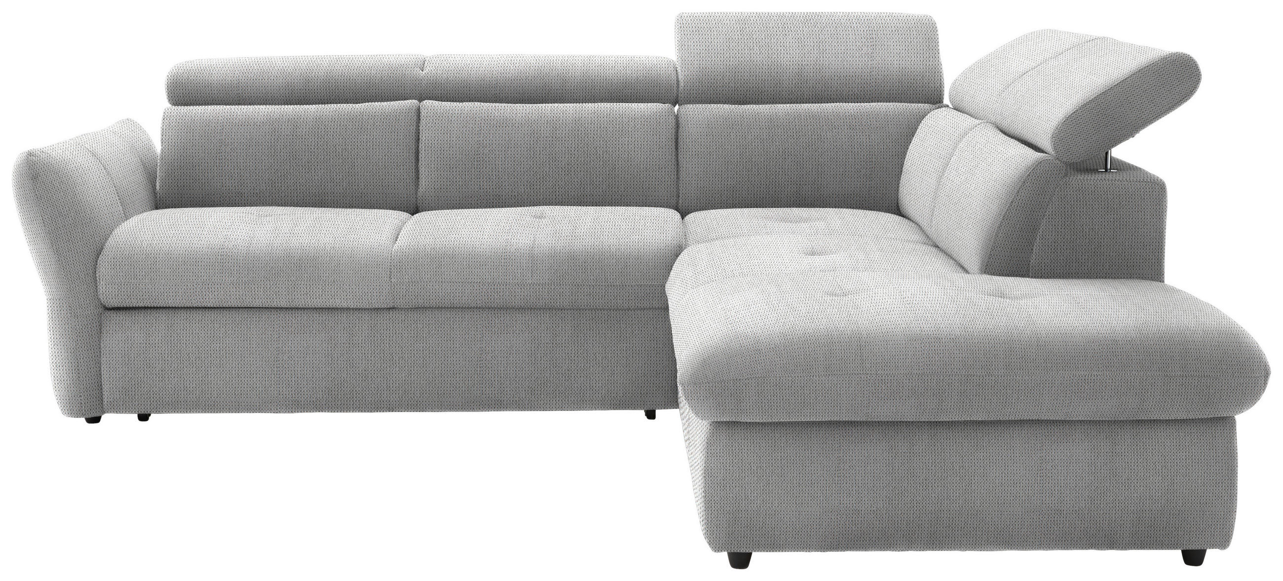 ECKSOFA in Mikrofaser Hellgrau  - Hellgrau/Schwarz, Design, Kunststoff/Textil (254/224cm) - Livetastic