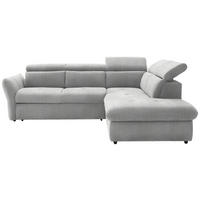 ECKSOFA in Mikrofaser Hellgrau  - Hellgrau/Schwarz, Design, Kunststoff/Textil (254/224cm) - Livetastic
