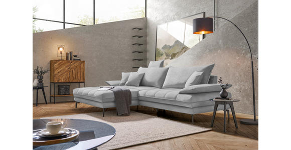 ECKSOFA in Webstoff Silberfarben  - Silberfarben/Schwarz, MODERN, Textil/Metall (173/297cm) - Carryhome