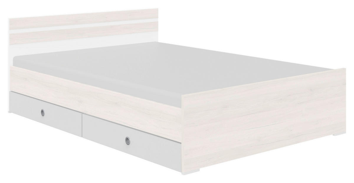 BETTKASTENSET  in Weiss, Eiche San Remo  - Weiss/Eiche San Remo, Konventionell, Holzwerkstoff (100/16/60cm) - Carryhome