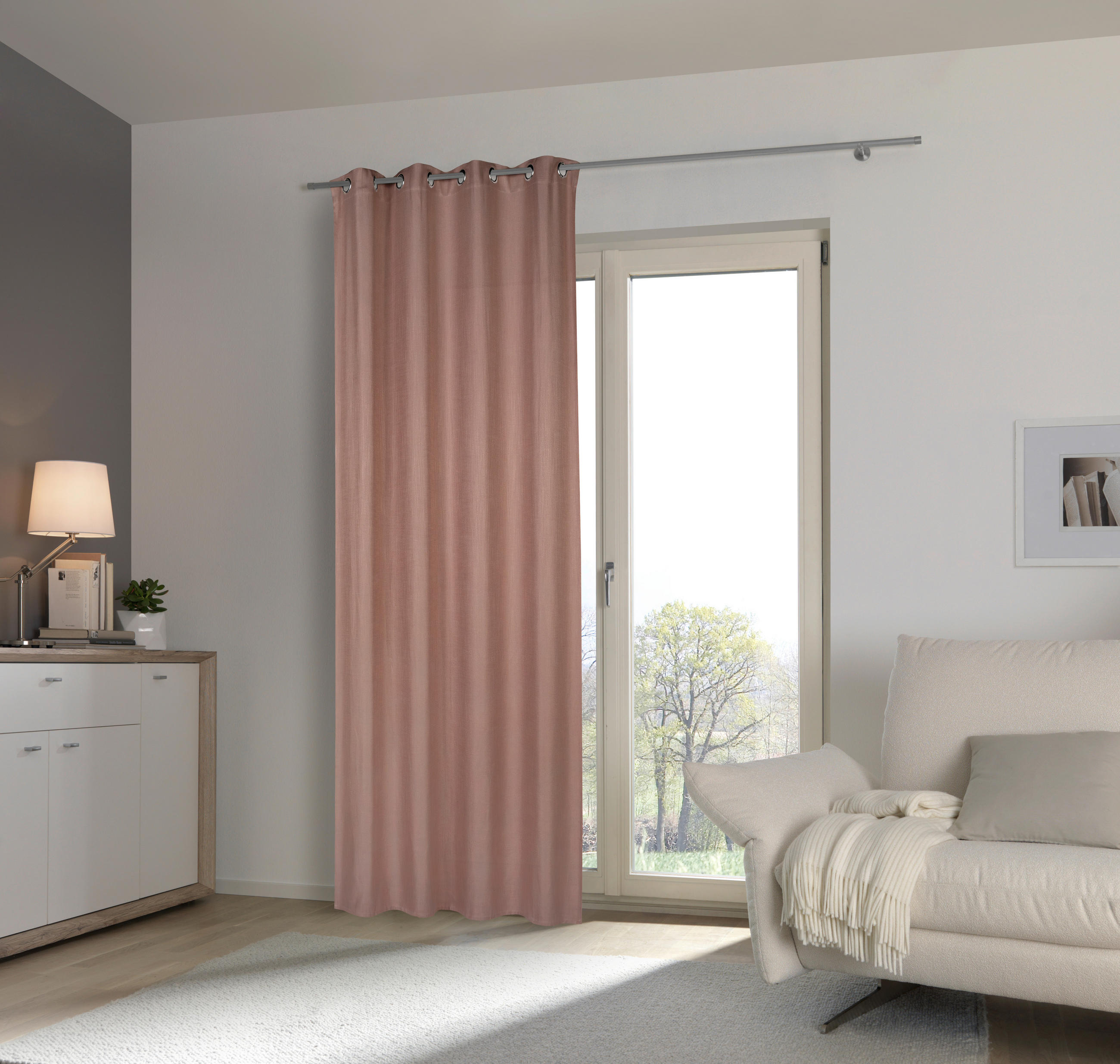ZAVESA Z OBROČKI neprosojno 135/270 cm - barve bakra, Basics, tekstil (135/270cm) - Esposa