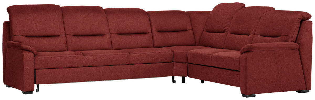 ECKSOFA in Mikrofaser Rot  - Rot/Schwarz, Konventionell, Holz/Textil (303/245cm) - Beldomo Comfort