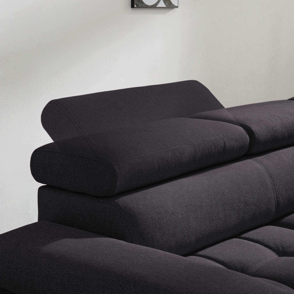 ECKSOFA in Webstoff Schwarz  - Schwarz, Design, Textil/Metall (263/223cm) - Welnova
